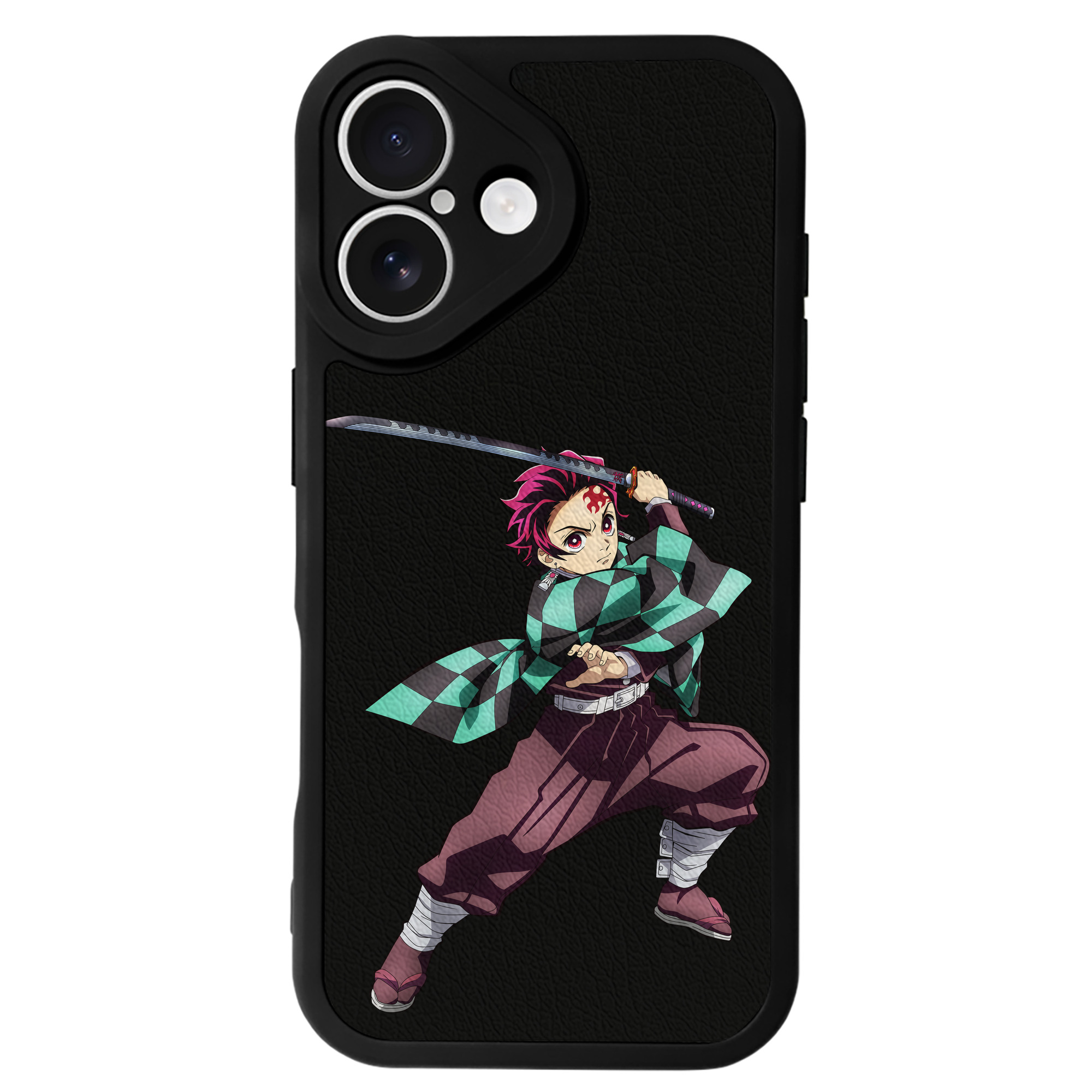 （画像用） 鬼滅の刃 竈門 炭治郎／かまど たんじろう Kamado Tanjirou 【iPhone 16シリーズ対応】シリコンスマホケース（レザー調） 材質：シリコン